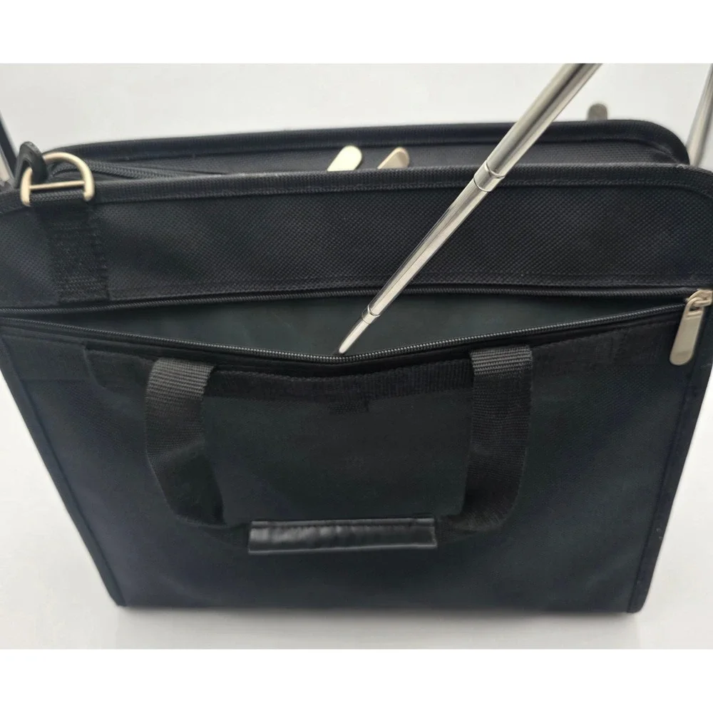 Vintage Compaq Black Nylon Laptop Messenger Bag Briefcase With Strap 14.5x13x4in